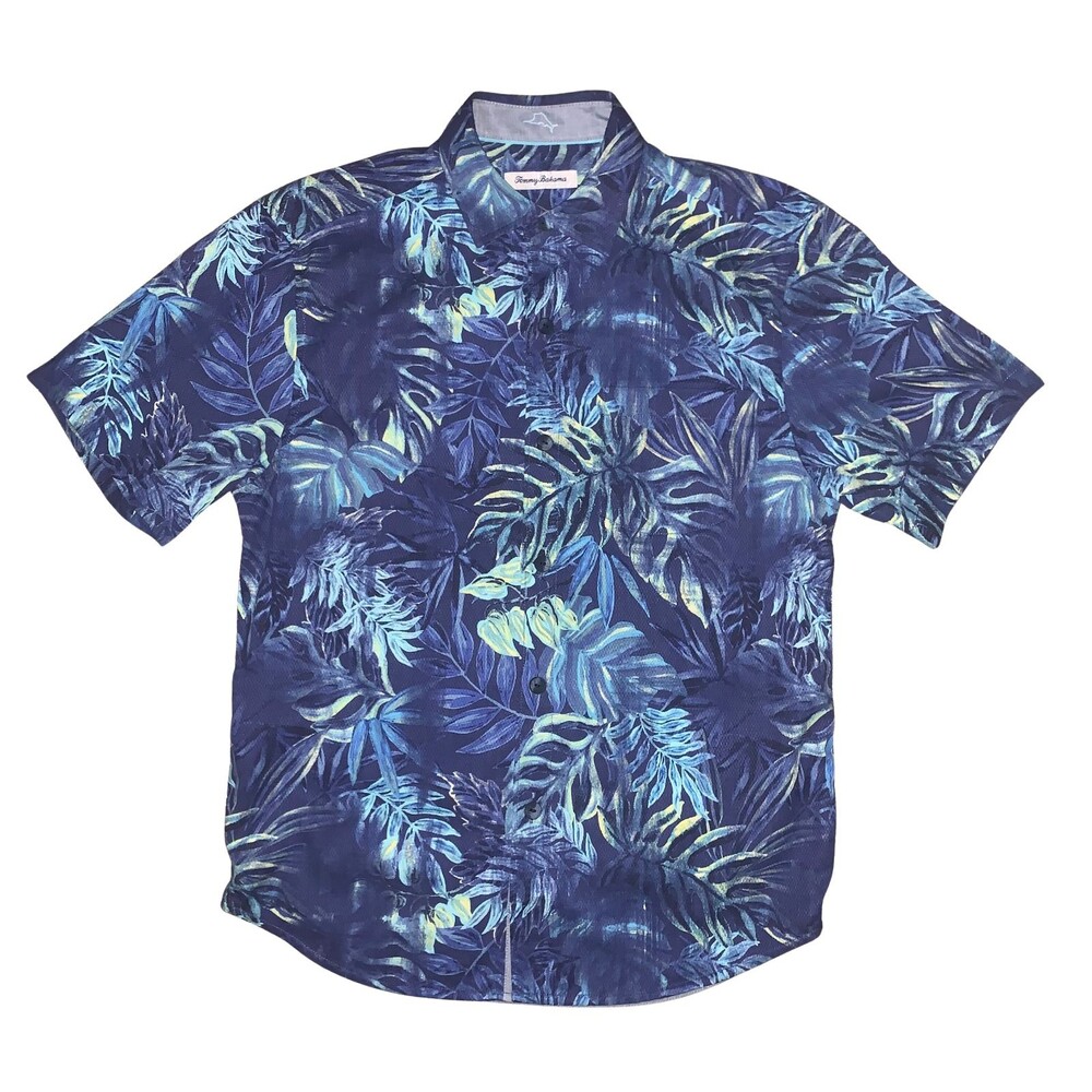 Tommy Bahama Shirt Mens Small Blue Short Sleeve Silk Blend Hawaiian Island Zone - Picture 2 of 7